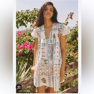 Tuckernuck Hunter Bell Patchwork Quilt Wilkes Dress Mini V low Neck Sundress NWT